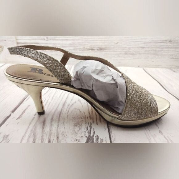 Brown's Formal Silver Gold High Heel Shoes SZ 6 Wedding Party - Picture 7 of 16